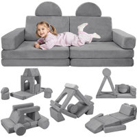 Kids Couch Sofa 14Pcs Creative Modular Toddler Couch Convertible Toddler Play Sofa For Playroom Creative by Isabelle & Max