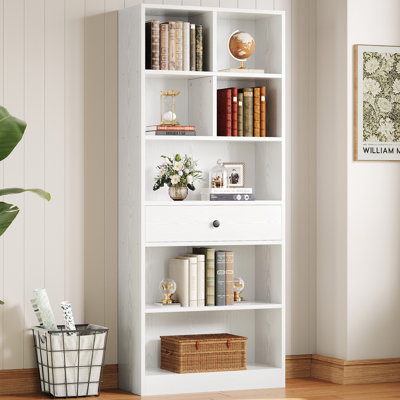 Bookshelf With Drawers, Bookshelves Floor Standing 6 Tiers Display Storage Shelves 70 In Tall Bookcase For Home Office Living Room Bedroom