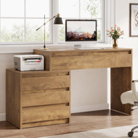 Home Office Computer Desk With 5 Drawers, 63" Executive Desk With 3-drawer File Cabinet by 17 Stories