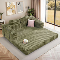 Convertible 2-In-1 Corduroy Folding Sofa Bed, 73” Wide Loveseat Sleeper For Apartments & Guest Rooms by Latitude Run