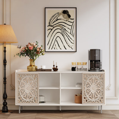 Mist Accent Cabinet with Carved Sliding Doors & Shelves by Dakota Fields