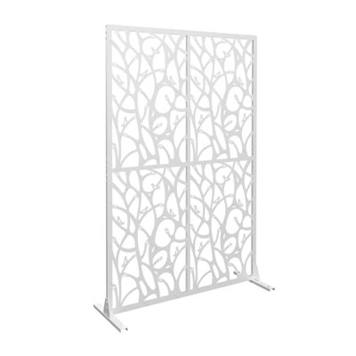 Metal Privacy Screens W3.8Ft X H6Ft Outdoor and Indoor Divider with Free Standing Decorative Privacy Screen for Balcony Patio Garden Room Divider, Bir