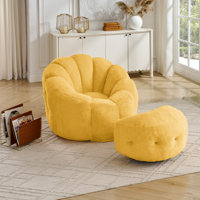Elaine 46" 3-in-1 Bean Bag Chair &Lounger with Ottoman for Adults by Trule