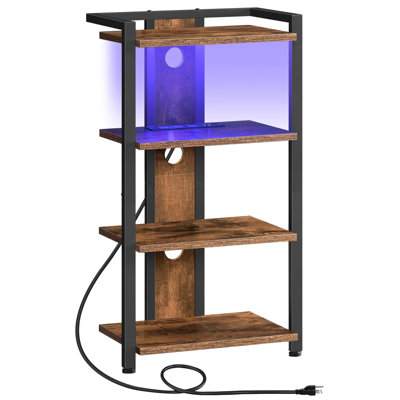 4-Tier AV Media Console With Charging Station and LED Light by Wrought Studio