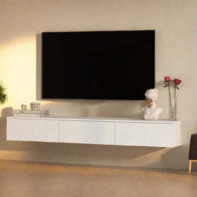 Floating TV Stand Wall Mounted With 16 Color Leds,67" Modern TV Stand, Floating TV Cabinet Entertainment Center For 55 60 65 Inch TV by Ebern Designs