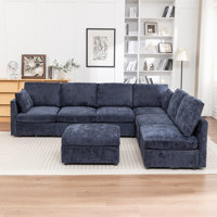 Miller 7 - Piece Upholstered L-Shaped Sectional With Storage Ottoman by Latitude Run