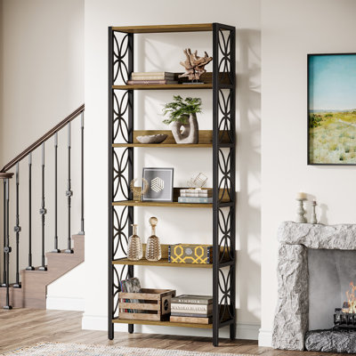 6-tier Tall Bookcase, 70.87" Industrial Bookshelf With Metal Frame, Display Shelf For Home Office