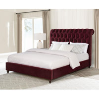 57-inch Upholstered Full Panel Bed Wine Red