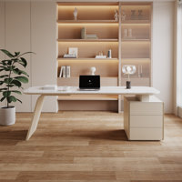 Luxury Marble Top Executive Desk With 3 Drawers And Multi-Outlet Hub For Efficient Home Office by Hokku Designs