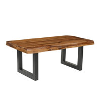 Solid Wood Top Metal Base Dining Table, Industrial Style, by Ophelia & Co.