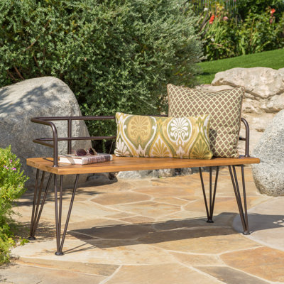 ZION INDUSTRIAL WOOD AND METAL BENCH by Darby Home Co