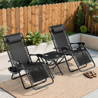 Adjustable Zero Gravity Lounge Chairs Detachable Tray & Headrest Pillow Portable Outdoor Recliners For Patio Beach by Arlmont & Co.