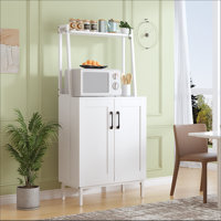 51” Pantry Cabinets With Microwave Shelves, Freestanding Kitchen Pantry Storage Cabinet With Adjustable Shelves, Buffet Cupboards Storage Cabinet For by Latitude Run