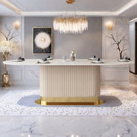 Light luxury, simple and glossy rock slab oval dining table by Everly Quinn