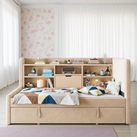 Twin Size Upholstered Daybed with Trundle & Charging Ports - 80" Storage Daybed for Guest Room, Includes USB & Power Outlet