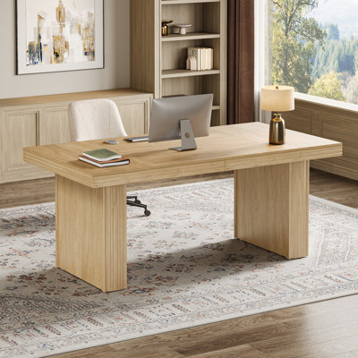 63" Executive Desk, Large Office Computer Desk with Sturdy Pedestal by Ebern Designs