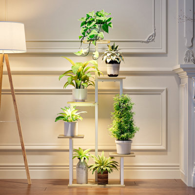 40.5"H 6 Tiered Indoor Metal Plant Stand With Grow Light by 17 Stories