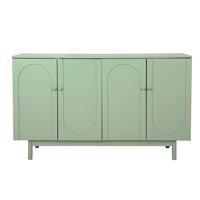 Stylish And Functional 4-Door Intaglio Storage Cabinet With Pine Legs, Solid Wood Pulls And Mdf, For Living Room Bedroom,And Kitchen by Latitude Run