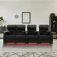 Sofa Power Reclining Electricity Sofa Power Recliner Loveseat Chair Top Grain Leather Movie Chair Gaming Seat With USB Charging Tray Table Cup Holders by Orren Ellis