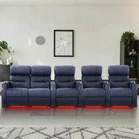 Sofa Power Reclining Electricity Sofa Power Recliner Loveseat Chair Top Grain Leather Movie Chair Gaming Seat With USB Charging Tray Table Cup Holders by Orren Ellis
