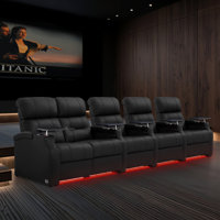 Sofa Power Reclining Electricity Sofa Power Recliner Loveseat Chair Top Grain Leather Movie Chair Gaming Seat With USB Charging Tray Table Cup Holders by Orren Ellis