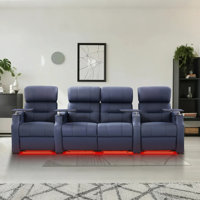 Sofa Power Reclining Electricity Sofa Power Recliner Loveseat Chair Top Grain Leather Movie Chair Gaming Seat With USB Charging Tray Table Cup Holders by Orren Ellis