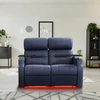 Sofa Power Reclining Electricity Sofa Power Recliner Loveseat Chair Top Grain Leather Movie Chair Gaming Seat With USB Charging Tray Table Cup Holders by Orren Ellis