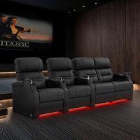 Sofa Power Reclining Electricity Sofa Power Recliner Loveseat Chair Top Grain Leather Movie Chair Gaming Seat With USB Charging Tray Table Cup Holders by Orren Ellis