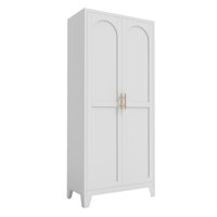 71-inch Metal Storage Cabinet With 2 Doors, Adjustable Shelves, White Steel Cabinet For Bedroom, Living Room, Kitchen