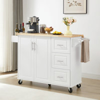 54" Kitchen Storage Islands with 3 drawers Drop-Leaf Table by Lark Manor
