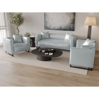 3-Pieces Mid-Century Modern PU Leather Living Room Set by Latitude Run
