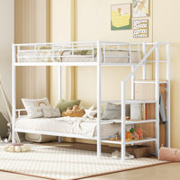 Metal Bunk Bed with Lateral Storage Ladder and Wardrobe by Mason & Marbles