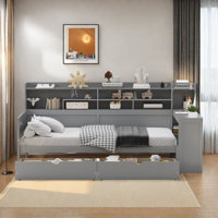 Multifunctional Wooden Daybed With Storage Shelves, Study Desk And 2 Drawers by Red Barrel Studio