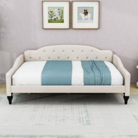 Full Upholstered Tufted Daybed with Center Legs by Alcott Hill