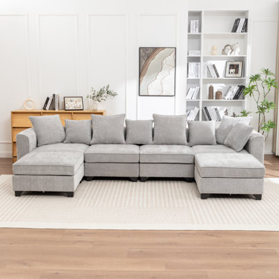 Bennett 6-Piece U-Shaped Sectional Sofa With 2 Ottomans by Mercer41