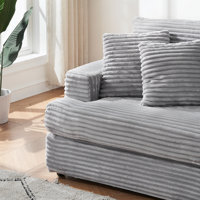 Comfortable Corduroy Sofa with Matching Pillows for Modern Living Room by Everly Quinn