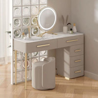 Makeup Vanity with Light mirror,5 drawers,Power Outlet by Orren Ellis