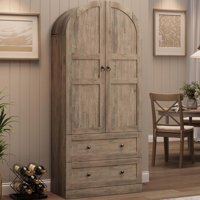 Almirah 72" Tall Arched Kitchen Pantry Storage Cabinet, Modern Farmhouse Storage Cabinets with 2 Doors & 4-Tier Thickened Shelves, Large Wood Arched P by Breakwater Bay
