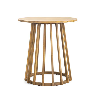 Outdoor Round Top Acacia Wood Dining Table by Hokku Designs