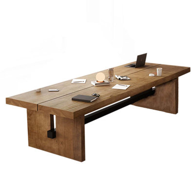 rectangular solid wood conference table by Latitude Run