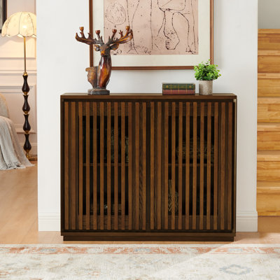 Mid Century Modern Fluted Hollowed Out Sideboard Cabinet with 2 Outlet Holes by Millwood Pines