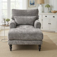 Wide Chaise Lounge Chair with Backrest & Armrest, Upholstered Recliner Sofa by Alcott Hill
