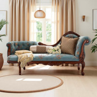 Vintage Solid Wooden Carved Indoor Chaise Lounge