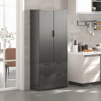72 Inch Modern Fluted Kitchen Pantry Cabinet with 2 Large Drawers by Winston Porter