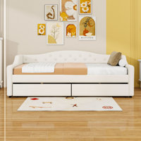 Twin XL Upholstered Daybed with Trundle and LED and 2 Drawers by Ivy Bronx