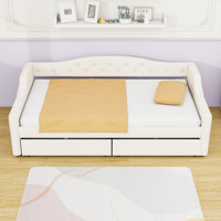Twin XL Two Drawers Upholstered Daybed with LED Lights by Ivy Bronx