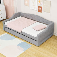 Twin XL Two Drawers Upholstered Daybed with LED Lights by Ivy Bronx