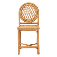 Bali & Pari Oxford Round Back Rattan Counter Stool - Handwoven Cane Counter Height Chair With Open Lattice Design, Natural Wicker Coastal Kitchen Isla by Bungalow Rose