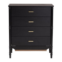Baxton Studio Marisela Black Wood Chest Of Drawers With Gold Handles - 4-Drawer Vertical Storage Dresser With Bamboo-Inspired Legs, Modern Transitiona by Latitude Run
