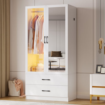 2 Doors Armoire Wardrobe With 2 Drawers And Human Sensory Module by Wrought Studio